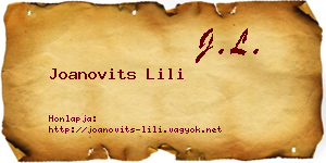 Joanovits Lili névjegykártya